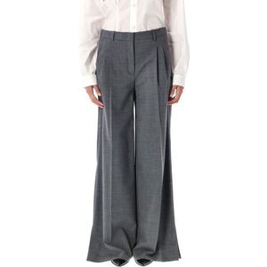 THE GARMENT Wide Leg Pleated Wool Trousers Women GREY Pants
